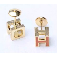 Hermès Cage D'H Earrings ORANGE 