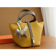 Hermes Picotin Lock Bag in original togo leather Jaune ambre/etoupe(handmade)