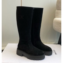 CELINE BULKY ZIPPED BOOT in suede Calfskin black  2024