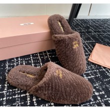 Miu Miu shearling slippers dark brown 1122-2024