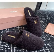 Miu Miu shearling slippers dark purple 1122-2024