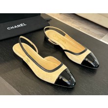 Chanel Slingback beige Suede Lambskin Flat 2024