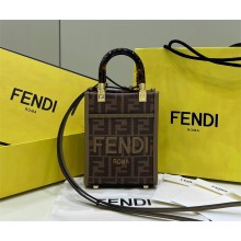 Fendi BROWN FF FABRIC Mini Sunshine Shopper Bag 2022