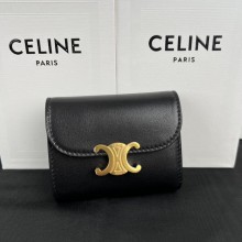 CELINE Small Wallet TRIOMPHE in Shiny calfskin Black 2022
