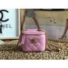 Chanel Grained Calfskin & Gold-Tone Metal Clutch with Chain AP3203 PINK 2023