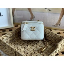 Chanel Grained Calfskin & Gold-Tone Metal Clutch with Chain AP3203 WHITE 2023