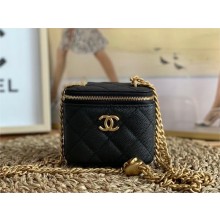 Chanel Grained Calfskin & Gold-Tone Metal Clutch with Chain AP3203 BLACK 2023