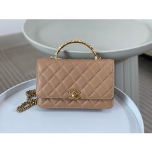 CHANEL KHAKI  Wallet on Chain IN Shiny Lambskin AP3944 2024