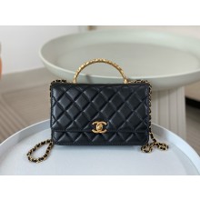 CHANEL BLACK Wallet on Chain IN Shiny Lambskin AP3944 2024