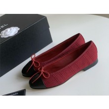 Chanel burgundy fabric&lambskin ballet flats 2024