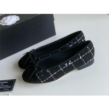 Chanel black tweed&lambskin ballet flats 2024