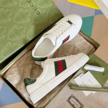 Gucci Ace Leather Low-Top Lovers Sneakers WHITE 757943 2023