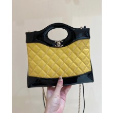Chanel 31 Mini Shopping Bag in Calfskin AS4133 black/yellow 2023(ORIGINAL QUALITY)