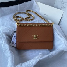 Chanel Small Flap Bag in Grained Calfskin as4169 tan 2023
