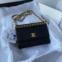 Chanel Small Flap Bag in Grained Calfskin as4169 black 2023