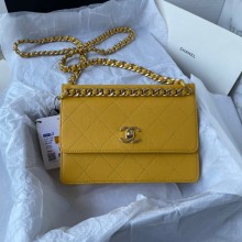 Chanel Small Flap Bag in Grained Calfskin as4169 yellow 2023
