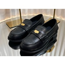 Miu Miu Vintage-effect leather penny loafers 5D773D black 2025