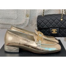 Chanel Mocassins Crumpled Shiny Lambskin gold G46113-2025