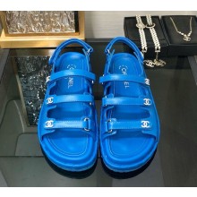 Chanel Lambskin sandals with crystal cc logo blue 2025