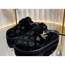Louis Vuitton women/men Flat mules Monogram black 2024ss