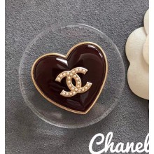 Chanel Glass and Resin Brooch A53184 Transparent/Burgundy 2018