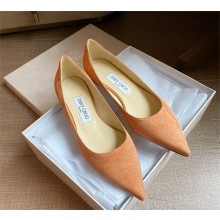 Jimmy Choo Heel 1cm Love Pointy Toe flats suede orange