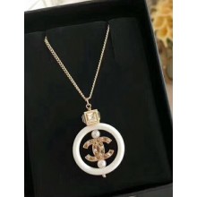 Chanel Necklace with CC Resin Loop White 2018