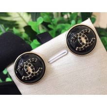 Chanel Resin CC Stud Earrings Black 2018