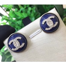 Chanel Resin CC Stud Earrings Blue 2018