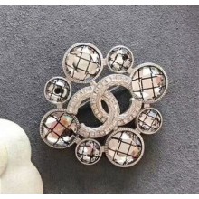 Chanel Brooch A58197 Silver/Crystal/Black/White 2018
