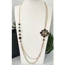 Chanel Long Necklace A58191 Gold/Crystal/Black 2018
