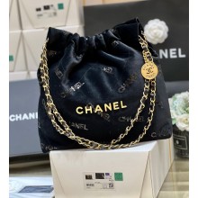 Chanel Velvet Sequins 22 Small Handbag AS3260 Black 2022 (original quality)