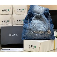 CHANEL 22 Small Handbag AS3260 in Washed Denim 2023(ORIGINAL QUALITY)