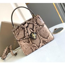 Bvlgari small Serpenti Forever Top Handle bag in beige python leather 2024