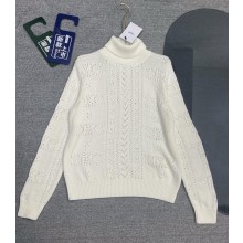 celine turtleneck sweater in Shetland pointelle white 2024 
