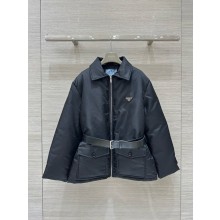 Prada Re-Nylon down jacket with belt black 292200 2024 