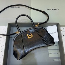 balenciaga editor small bag crocodile embossed black 2022