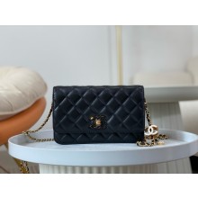CHANEL Wallet on Chain IN Shiny Lambskin AP3938 black 2024