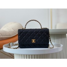 CHANEL Wallet on Chain IN Shiny Grained Calfskin AP4062 black 2024