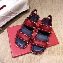 VALENTINO ROCKSTUD FLAT MACRO STUD SANDALS RED SUMMER 2019