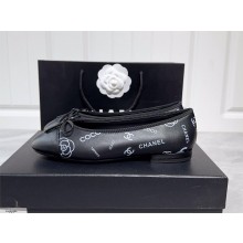 Chanel CC LOGO Printed Calfskin Ballerinas BLACK 2023