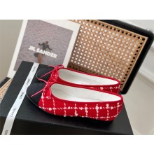 Chanel red tweed & Grosgrain Ballerinas 2023 