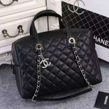 Chanel Medium/large bowling bag in Black calfskin