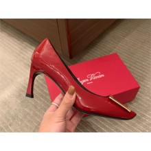 Roger Vivier heel 6.5cm Trompette Metal Buckle Pumps in Patent Leather red 2023