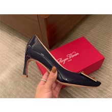 Roger Vivier heel 6.5cm Trompette Metal Buckle Pumps in Patent Leather navy 2023