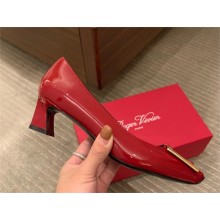Roger Vivier heel 4.5cm Trompette Metal Buckle Pumps in Patent Leather red 2023