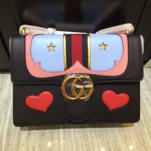 Gucci Heart And Mouth GG Marmont Leather Shoulder Bag 431382 black (SPM-71402)