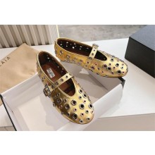 Alaïa GOLD BALLET FLATS EYELET IN LAMBSKIN 2025