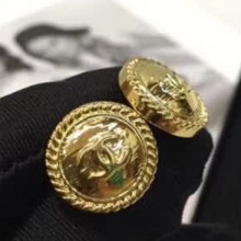 Chanel CC Round Stud Earrings Gold 2018