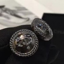 Chanel CC Round Stud Earrings Black 2018